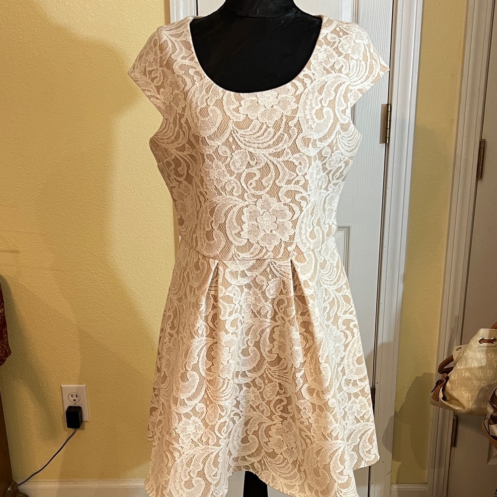Charlotte Russe Cream Lace Mini Dress